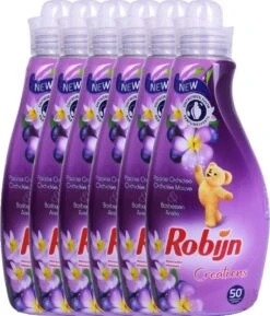 Robijn Creations Wasverzachter VOORDEELVERPAKKING 6X 1,25L. 300 Wasbeurten "Paarse Orchidee & Bosbessen" -Dagelijkse Benodigdheden Winkel 1027x1200