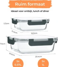 Formilo Meal Prep Bakjes - Lekvrije Vershoudbakjes - Diepvriesbakjes - Luchtdicht - BPA Vrij - Glas - 10 Stuks -Dagelijkse Benodigdheden Winkel 1043x1200