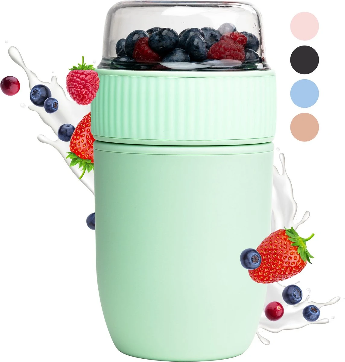 Coninx Yoghurtbeker To Go - Muesli Beker To Go - Lunchbeker - Mueslibeker 640ml (450ml+190ml) - Groen 3 Coninx Yoghurtbeker To Go - Muesli Beker To Go - Lunchbeker - Mueslibeker 640ml (450ml+190ml) - Groen