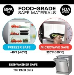 Buxibo - 50 Meal Prep Bakjes - Salade/Lunch Box - Diepvriesbakjes - Vershoudbakjes - Plastic Bakjes Met Deksel - Vershouddoos - Magnetron Vaatwasser Bestendig - 24 Oz/0.7 Liter Inhoud - Herbruikbaar - Kunststof - BPA Vrij - Zwart -Dagelijkse Benodigdheden Winkel 1184x1200 1