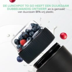 Coninx Yoghurtbeker To Go - Muesli Beker To Go - Lunchbeker - Mueslibeker 640ml (450ml+190ml) - Zwart -Dagelijkse Benodigdheden Winkel 1199x1200 3