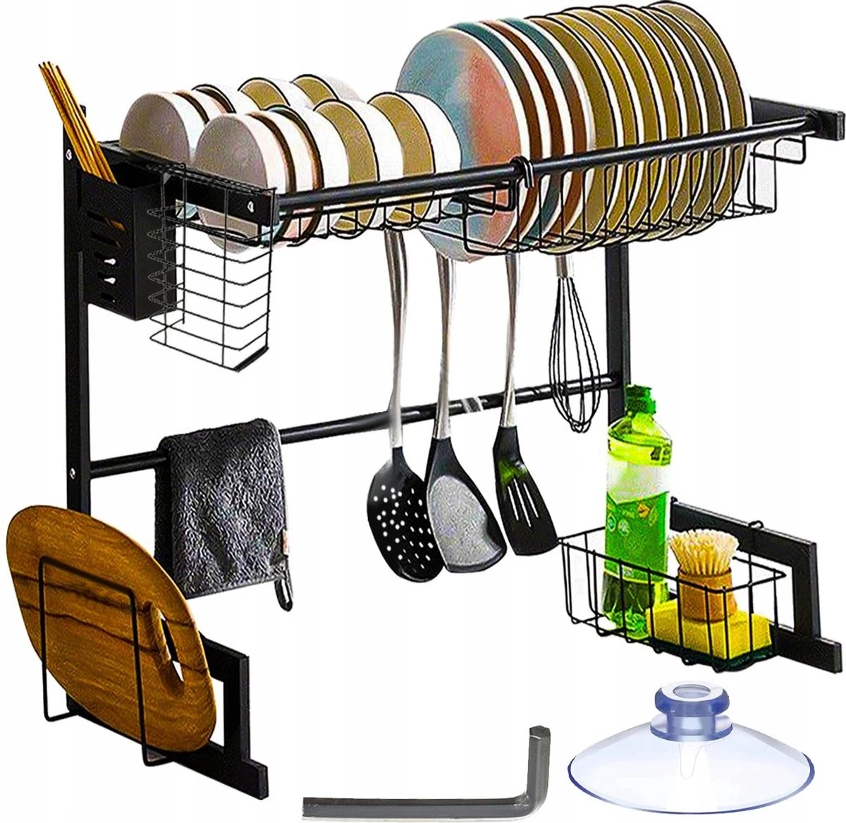 Afdruiprek Droger Zwart Voor Bestek Boven De Gootsteen 65 Cm X 29 Cm X 52 Cm 5 Afdruiprek Droger Zwart Voor Bestek Boven De Gootsteen 65 Cm X 29 Cm X 52 Cm - Afbeelding 3