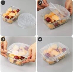 Siliconen Vershoud Deksels – Set Van 6 Stuks – Flexibel – Herbruikbaar – Wit - Stretch Tot Wel 30 Cm -Dagelijkse Benodigdheden Winkel 1200x1178 2