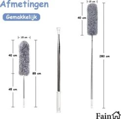Fain® Plumeau Met Telescoopsteel – Grijs – 80 Tot 280 Cm - Uitschuifbaar – Wasbaar - Flexibel 360° Draaibaar – Duster - Microvezel Ragebol -Dagelijkse Benodigdheden Winkel 1200x1182 2