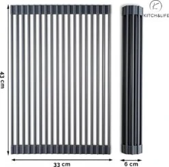 Kitch&Life Afdruiprek Oprolbaar - Mat Zwart - Pannenonderzetter - Afdruipmat - Keukenrek 3-in-1 -Dagelijkse Benodigdheden Winkel 1200x1185