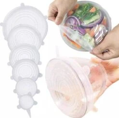 Siliconen Vershoud Deksels – Set Van 6 Stuks – Flexibel – Herbruikbaar – Wit - Stretch Tot Wel 30 Cm -Dagelijkse Benodigdheden Winkel 1200x1189 3