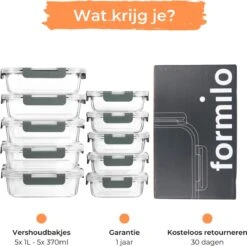 Formilo Meal Prep Bakjes - Lekvrije Vershoudbakjes - Diepvriesbakjes - Luchtdicht - BPA Vrij - Glas - 10 Stuks -Dagelijkse Benodigdheden Winkel 1200x1197 11
