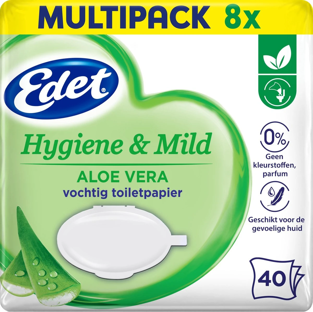 Edet Aloe Vera Vochtig Toiletpapier - 8 X 40 Stuks - Halfjaar Voorraad 3 Edet Aloe Vera Vochtig Toiletpapier - 8 X 40 Stuks - Halfjaar Voorraad