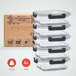 KitchenBrothers Meal Prep Bakjes - Set - Luchtdicht - BPA Vrij - 1L - Glas - 5 Stuks -Dagelijkse Benodigdheden Winkel 1200x1198 31