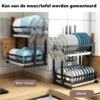 Doogo® Afdruiprek Met Lekbak 2 Laags – Inklapbaar - Muur Hangen Mogelijke - Afwasrek – Met 2 Lekbakken – Extra Accessories Voor Servies En Snijplanken - RVS -Dagelijkse Benodigdheden Winkel 1200x1200 289