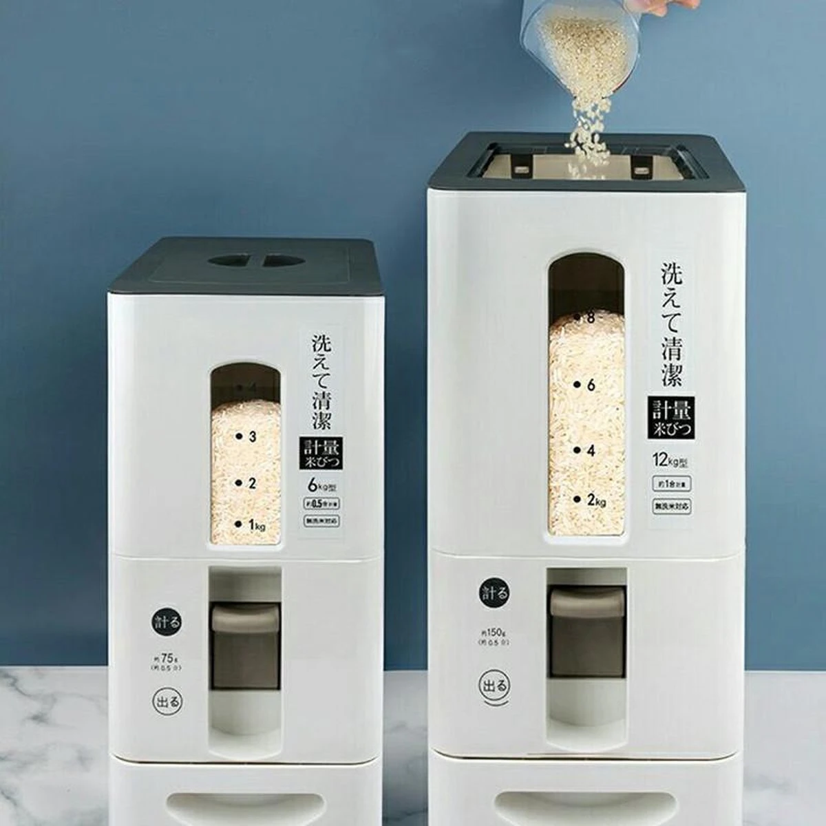 Merkloos TDR-Japans Rijst/Granen Container/Dispenser/ Opbergdoos - 6KG Inhoud - Wit 8 Merkloos TDR-Japans Rijst/Granen Container/Dispenser/ Opbergdoos - 6KG Inhoud - Wit - Afbeelding 6