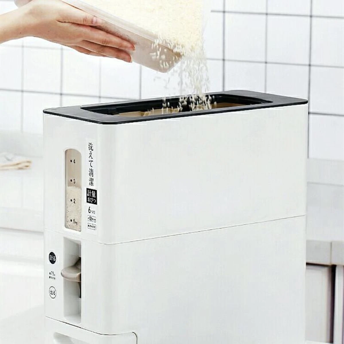 Merkloos TDR-Japans Rijst/Granen Container/Dispenser/ Opbergdoos - 6KG Inhoud - Wit 10 Merkloos TDR-Japans Rijst/Granen Container/Dispenser/ Opbergdoos - 6KG Inhoud - Wit - Afbeelding 8