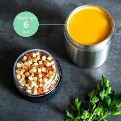 Coninx Thermos Lunchbox - Muesli Beker To Go - Isoleer Lunchpot - Yoghurtbeker To Go - Mueslibeker 840ml (600ml+240ml) - RVS -Dagelijkse Benodigdheden Winkel 1200x1200 534