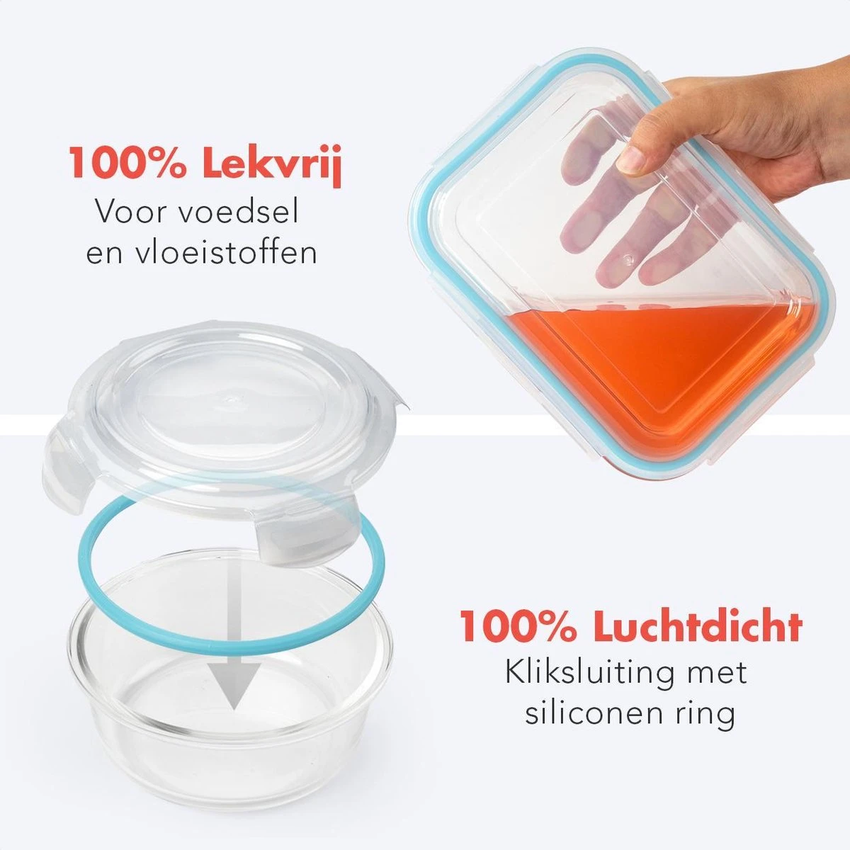 KitchenBrothers Meal Prep Bakjes - Set - Luchtdicht - BPA Vrij - Glas - 9 Stuks 6 KitchenBrothers Meal Prep Bakjes - Set - Luchtdicht - BPA Vrij - Glas - 9 Stuks - Afbeelding 4