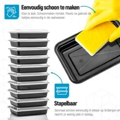Meal Prep Bakjes - 20 Stuks - 1 Compartiment - Lunchbox - Diepvriesbakjes - Vershoudbakjes - Plastic Bakjes Met Deksel - Magnetron Bakjes Met Deksel - Meal Prep - Vershouddoos - 1L - BPA Vrij - Fitcrafters -Dagelijkse Benodigdheden Winkel 1200x1200 571
