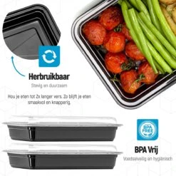 Meal Prep Bakjes - 20 Stuks - 1 Compartiment - Lunchbox - Diepvriesbakjes - Vershoudbakjes - Plastic Bakjes Met Deksel - Magnetron Bakjes Met Deksel - Meal Prep - Vershouddoos - 1L - BPA Vrij - Fitcrafters -Dagelijkse Benodigdheden Winkel 1200x1200 575