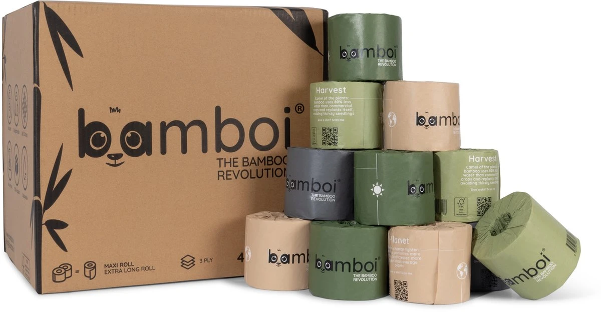 Bamboi - Bamboe WC Papier - 48 MAXI Rollen - Heerlijk Zacht 3-laags 3 Bamboi - Bamboe WC Papier - 48 MAXI Rollen - Heerlijk Zacht 3-laags