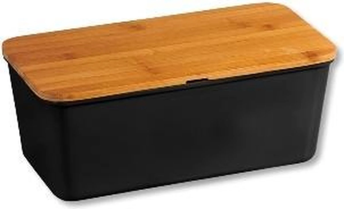 Melamine Broodtrommel Met Bamboe Snijplank | Brood Bewaar Doos Met Hoge Kwaliteit Bamboe Snij Plank | Met Bamboe Deksel, Te Gebruiken Als Brood Snijplank | Afm. 34 X 18 X 14 Cm. | Kleur Brood Trommel: ZWART 3 Melamine Broodtrommel Met Bamboe Snijplank | Brood Bewaar Doos Met Hoge Kwaliteit Bamboe Snij Plank | Met Bamboe Deksel, Te Gebruiken Als Brood Snijplank | Afm. 34 X 18 X 14 Cm. | Kleur Brood Trommel: ZWART