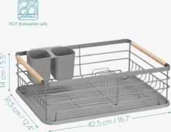 Navaris Afdruiprek Met Uitneembare Bestekhouder - Afwasrek Met Losse Lekbak - Vaatwasrek Met Plateau - Voor Bestek, Borden, Schalen En Pannen -Dagelijkse Benodigdheden Winkel 1200x930