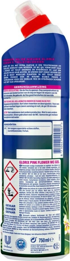 Glorix WC Powergel Toiletreiniger Pink Flower - 6 X 750 Ml - Voordeelverpakking -Dagelijkse Benodigdheden Winkel 324x1200