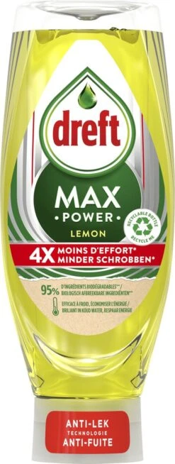 Dreft MaxPower - Lemon - Vloeibaar Afwasmiddel - Voordeelverpakking 8 X 640 Ml -Dagelijkse Benodigdheden Winkel 453x1200
