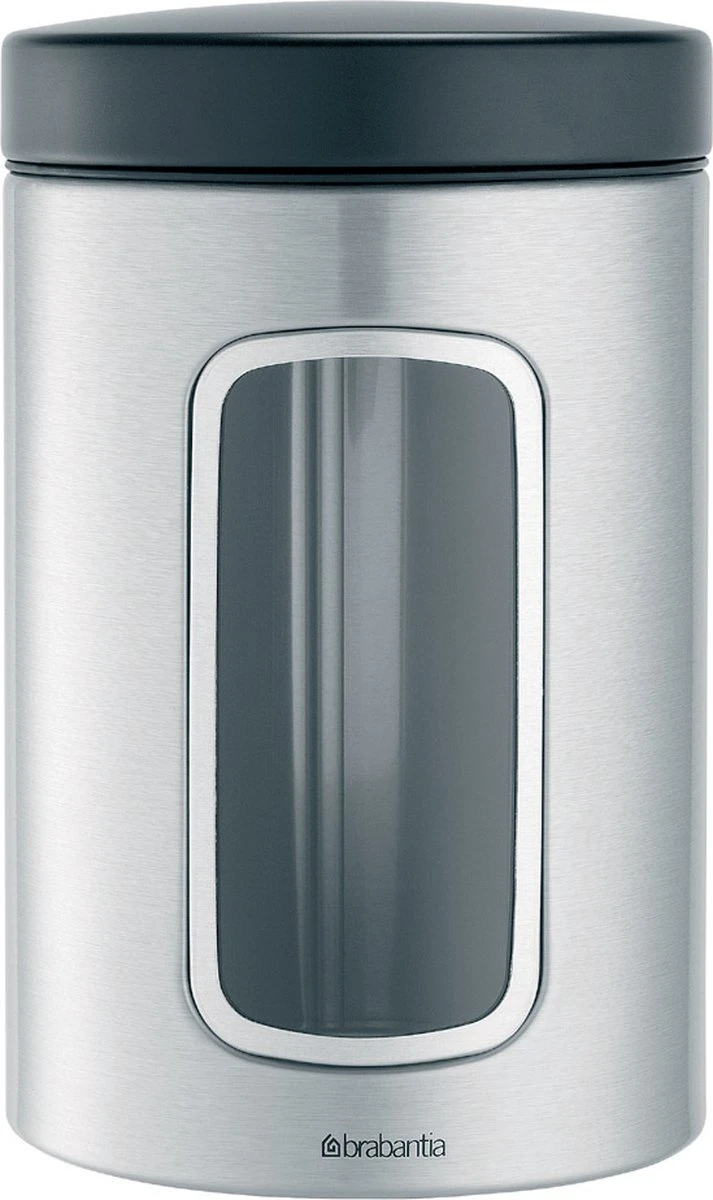 Brabantia Voorraadbus - 1,4 L - Matt Steel Fingerprint Proof / Matt Black Deksel - Met Venster 11 Brabantia Voorraadbus - 1,4 L - Matt Steel Fingerprint Proof / Matt Black Deksel - Met Venster - Afbeelding 9