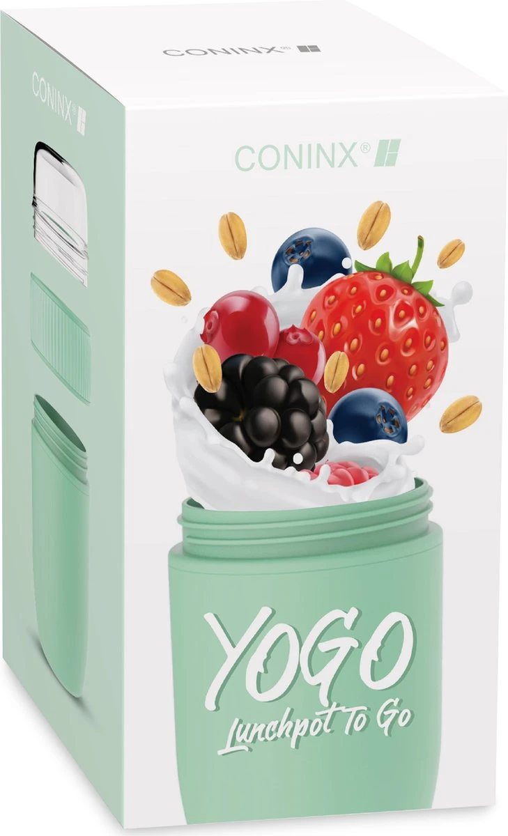 Coninx Yoghurtbeker To Go - Muesli Beker To Go - Lunchbeker - Mueslibeker 640ml (450ml+190ml) - Groen 9 Coninx Yoghurtbeker To Go - Muesli Beker To Go - Lunchbeker - Mueslibeker 640ml (450ml+190ml) - Groen - Afbeelding 7