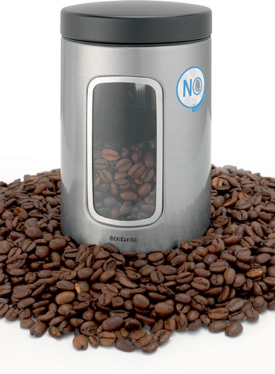 Brabantia Voorraadbus - 1,4 L - Matt Steel Fingerprint Proof / Matt Black Deksel - Met Venster 5 Brabantia Voorraadbus - 1,4 L - Matt Steel Fingerprint Proof / Matt Black Deksel - Met Venster - Afbeelding 3