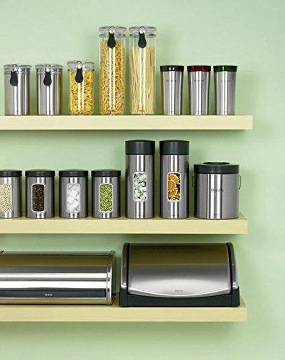 Brabantia Voorraadbus - 1,4 L - Matt Steel Fingerprint Proof / Matt Black Deksel - Met Venster 7 Brabantia Voorraadbus - 1,4 L - Matt Steel Fingerprint Proof / Matt Black Deksel - Met Venster - Afbeelding 5